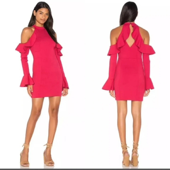 Free People Dresses & Skirts - Free People Sweet Talk Off Shoulder Mini Dress Bell Sleeve Raspberry Size Small